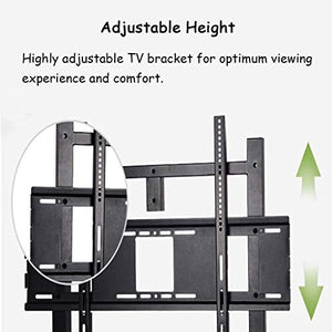 None TV Rack Furniture Rolling 2 Shelfs Heavy Duty Swivel Universal TV Cart for 55"-75" TVs, Black, 105kg Load