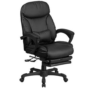Flash Furniture High Back Black Leather Executive Reclining Swivel Chair with Comfort Coil Seat Springs and Arms