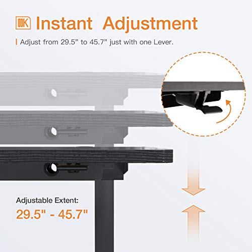 ODK Mobile Height Adjustable Standing Desk, 55" x 24" Pneumatic Airlift Power Free Sit Stand Desk for Home Office, Versatile Sturdy Computer Desk, Instant Adjustment, Black