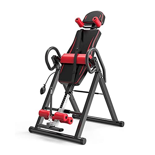 ZLQBHJ Strength Training Inversion Equipment Deluxe Inversion Table with Adjustable Head Pillow & Lumbar Support Pad Exercise & Fitness Home Gyms Red