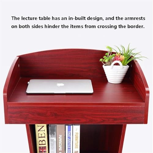 SMuCkS Lectern Podium Wood Floor-Standing with Storage Shelf (White Maple, 108x40x60cm)