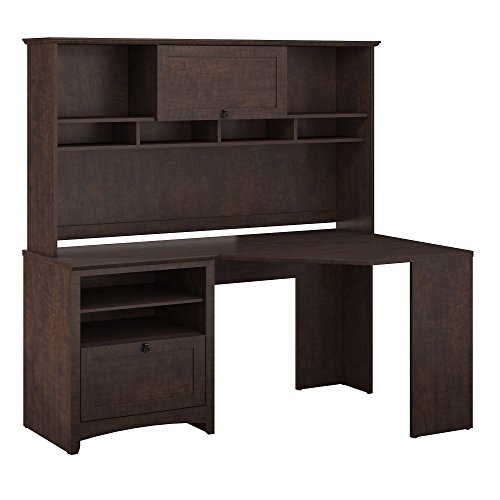 Bush Furniture BUV008MSC Buena Vista Corner Desk with Hutch, Madison Cherry