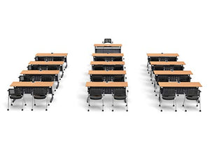 Team Tables Folding Training Seminar Classroom Tables with Industrial Caster Z-Base - Model 5654, Beech Finish