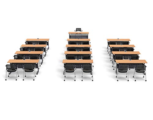 Team Tables Folding Training Seminar Classroom Tables with Industrial Caster Z-Base - Model 5654, Beech Finish