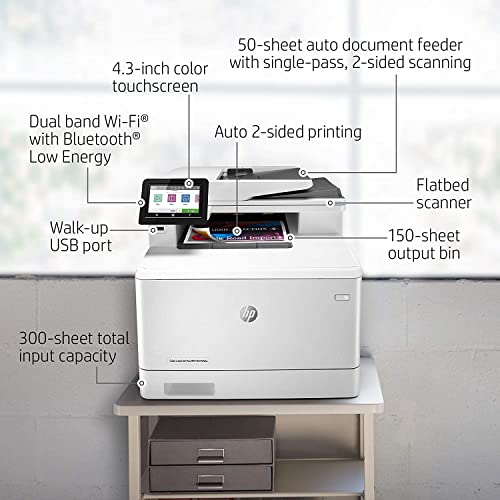 HP Color LaserJet Pro M479fdw All-in-One Wireless Laser Printer, Print & Copy & Scan & Fax, 28ppm, 600 x 600dpi, Auto 2-sided Printing, 4.3" Color Touchscreen Display, Wi-Fi, Bundle with Printer Cable