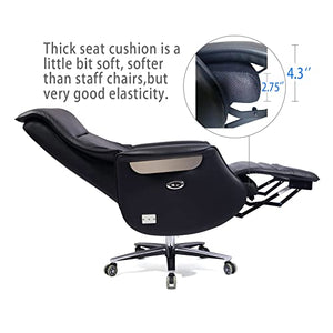 REDSIRIUS Leather High Back Reclining Office Chair with Foot Rest, Computer Gamer Swivel Desk - Ergonomic & Comfortable
