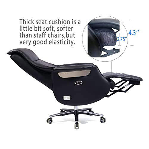REDSIRIUS Leather High Back Reclining Office Chair with Foot Rest, Computer Gamer Swivel Desk - Ergonomic & Comfortable
