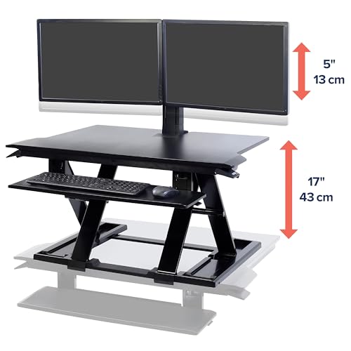 Ergotron WorkFit-TX Standing Desk Converter with Dual Monitor Kit - Black, for 2 Monitors Up to 24 inches