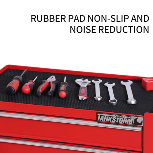 TANKSTORM Heavy Duty Steel Rolling Tool Box 5 Drawer Cart (TZ35 Red)