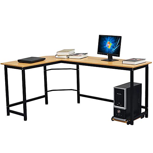 TimmyHouse Corner Desk L-Shaped Computer Desk PC Latop Study Office Table Workstation Home
