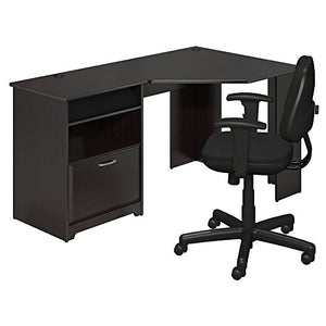 Bush Furniture Cabot Corner Desk and Office Chair in Espresso Oak