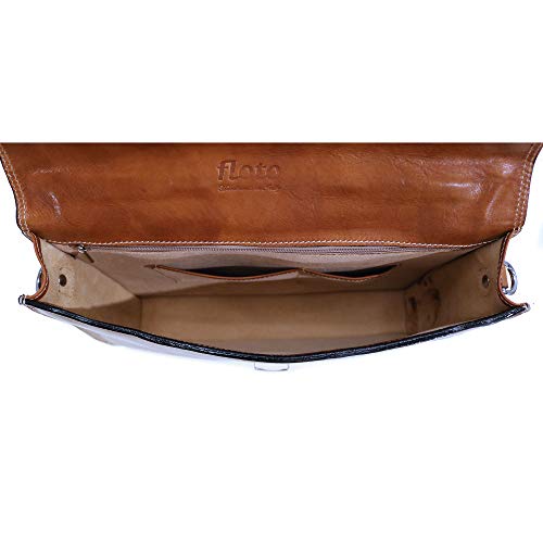 Floto Full Grain Leather Milano Briefcase Attache Laptop Case (Olive (Honey) Brown)