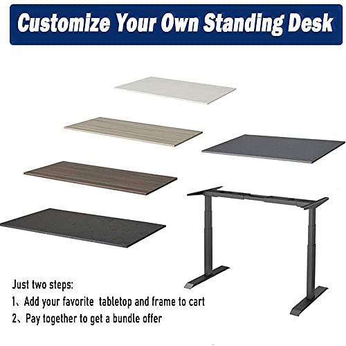 Kaboon Dual Motor Electric Adjustable Desk Frame, Heavy Duty 3-Section Base（Lifting 23.5" to 49"）, Memory Controller with USB Charger, DIY Sit Stand Home Office Table, Black