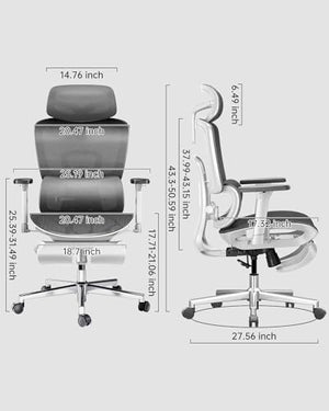 Hbada E208 Ergonomic Office Chair with 3D Adjustable Armrests and High Back - White