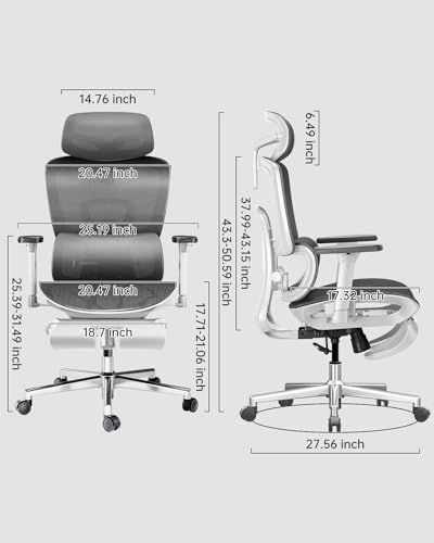 Hbada E208 Ergonomic Office Chair with 3D Adjustable Armrests and High Back - White