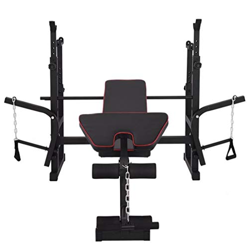Adjustable Weightlifting Bed Bench Press Squat Rack Indoor Multi-Function Olympic Weight, Strength Training Fitness Equipment for Full-Body Workout (B)