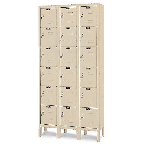Hallowell Premium Locker U3258-6PT, 36" x 15" x 78", 6-Tier, 3-Wide, Knock-Down, 729 Parchment