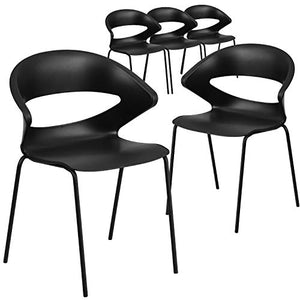 Flash Furniture 5 Pack HERCULES Series 440 lb. Capacity Black Stack Chair