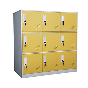 Living Room Organizers and Storage Small Metal Storage Cabinet with Lock for Toy and Cloth and self Belonging Storage (Yellow, 9D)