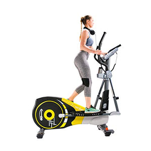 V-600X Extra Length Motorized Stride 18" Programmable Elliptical Cross Trainer - Cardio Fitness Strength Conditioning Workout with Wireless HRC Receiver for home exercise (V-600X, Yellow/Black)