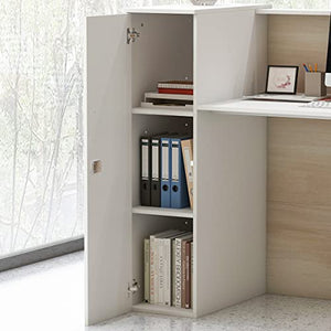 AIEGLE Large Reception Desk with Counter, Lockable Storage, Adjustable Shelves - Natural/White (70.9" W)