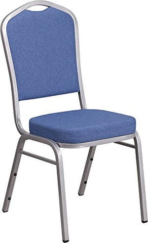 LIVING TRENDS Marvelius Crown Back Stacking Banquet Chair 10 Pack Blue Fabric - Silver Frame