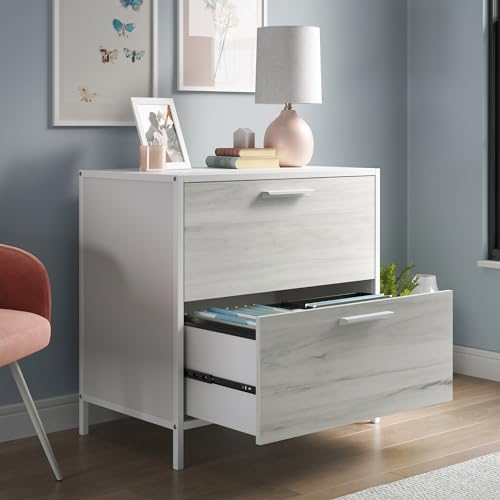Sauder Boulevard Cafe 2-Drawer Lateral File Cabinet, White Finish, L: 30.24" x W: 18.5" x H: 29.92