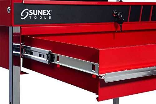 Sunex Tools Service Cart with Locking Top and Locking Drawer - Red