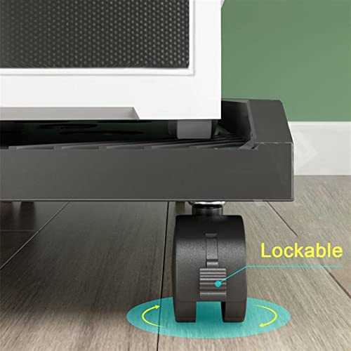 WAOCEO CPU Stand Desktop PC Tower Stand with Ventilation and 4 Caster Wheels - White, With Wheels
