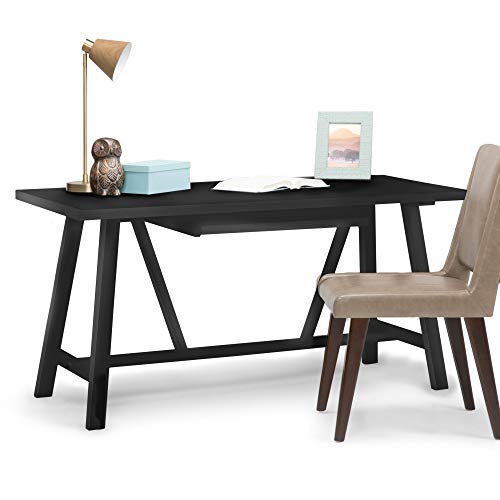 SIMPLIHOME Dylan SOLID WOOD Modern Industrial 60 inch Wide Home Office Desk, Writing Table, Workstation, Study Table Furniture in Black