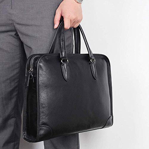WPHPS Black Business Briefcases,Leather Briefcase for Men Computer Bag Laptop Bag Waterproof Business Travel Messenger Bag for Men Large Tote