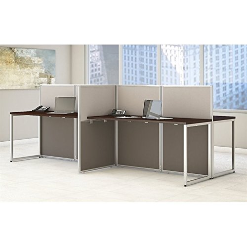 Bush Business Furniture Easy Office 60W 4 Person Straight Desk Open Office in Mocha Cherry