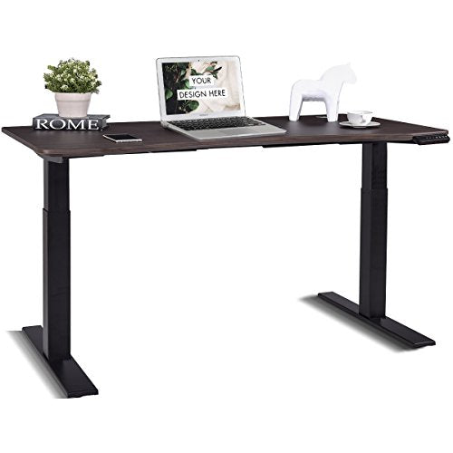 Tangkula Dual Motor Standing Desk Electric Height Adjustable Ergonomic Stand Up Desk Home Office Workstation (Brown)