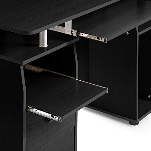 Merax Computer Desk Study Writing Table for Home Office with 47.2 inch Workstation, Pull-Out Keyboard Tray and Drawers, White