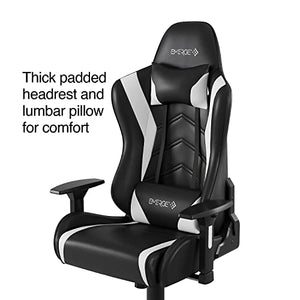 Vartan Staples 58542 Emerge Bonded Leather Gaming Chair, White/Black