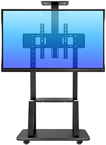 TV Rack Furniture Rolling 2 Shelfs Heavy Duty Swivel Universal TV Cart for 55"-75" TVs, Black, 105kg Load
