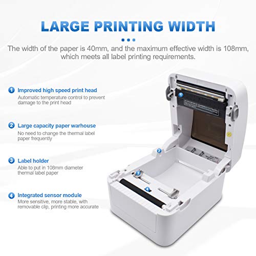 Thermal Shipping Label Printer with 2100 Labels, Support Amazon Ebay PayPal Etsy Shopify Shipstation Ups USPS FedEx DHL On Windows & Mac, Roll Fanfold Direct, Label 4x6 with 350 Labels x 6 Rolls
