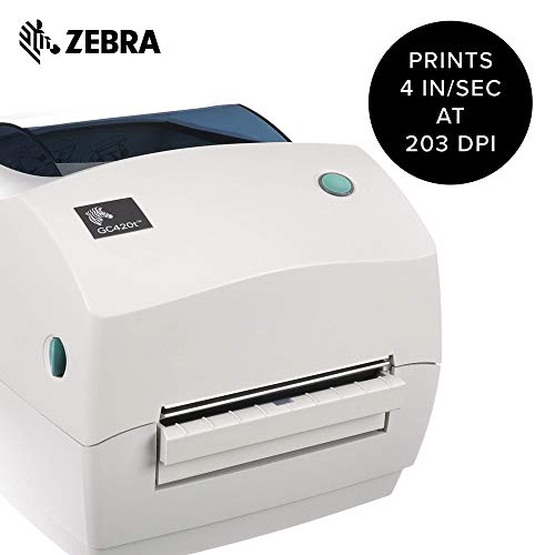 Zebra GC420t Thermal Transfer Desktop Printer Print Width of 4 in USB Serial and Parallel Port Connectivity Includes Peeler GC420-100511-000
