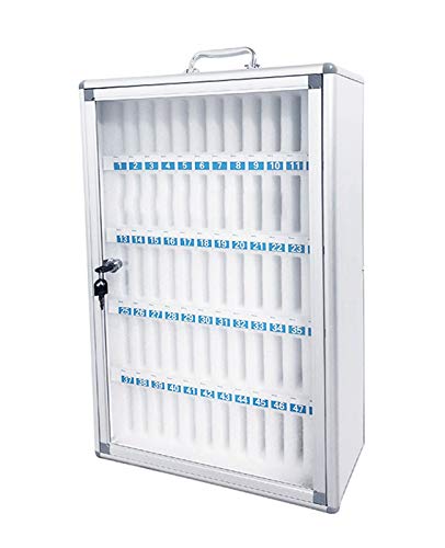 Phone Prison Wall-Mounted Aluminum Alloy Cell Phones Storage Cabinet Pocket Chart Storage Locker Box With Handle And Security Lock For Classroom Office (60 Slots) 16.1"x7.8"x25.3" Combination Safe Val