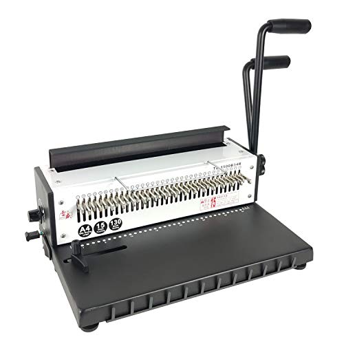 Rayson TD-1500B34R Binding Machine, Round Size Holes, 3:1 Pitch Wire-O Binder Punch 15 Sheets/Bind 130 Sheets with Sturdy Metal Construction