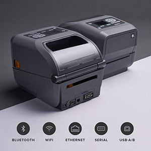 Zebra ZD620t Thermal Transfer Desktop Printer with LCD Screen 300 dpi Print Width 4 in WiFi Bluetooth USB Serial Ethernet ZD62143-T01L01EZ