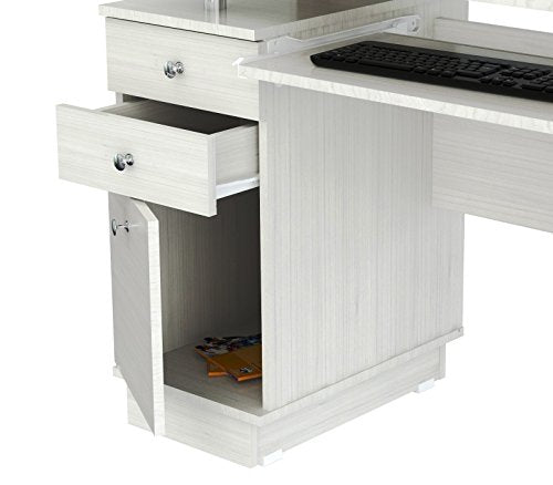 Inval America Computer Work Center With With Hutch, Laricina White