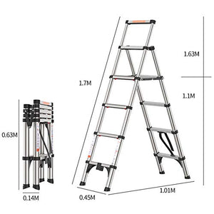 LUCEAE Folding Aluminum Alloy 4/5/6 Step Ladder with Handgrip & Non-Slip Pads