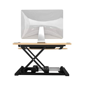 VersaDesk Power Pro USA Manufactured | Electric Height-Adjustable Desk Riser | Standing Desk Converter | Sit to Stand Desktop with Keyboard + Mouse Tray | 36" X 24" | Black Frame, Maple Body