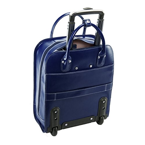 McKlein, L Series, Uptown, Top Grain Cowhide Leather, 15" Leather Vertical Wheeled Ladies' Laptop Briefcase, Navy (97697)