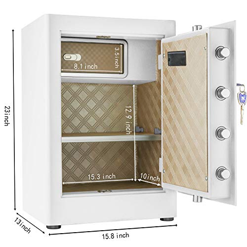 TIGERKING Security Home Safe, Digital Safe Box- 2.05 Cubic Feet, White