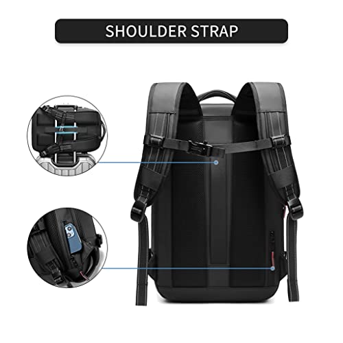 WJPTL Travel Men Expandable Backpack，Male Work Travel Waterproof Daypack，17 Inch Anti Theft Business Vacuum Compression Laptop Rucksack Women (Color : Black, Size : 17inchs)