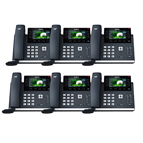 TWAComm.com Yealink SIP-T46U Business Phone System Starter Pack - Voicemail, Auto Attendant, Call Recording, 6 Phone Bundle