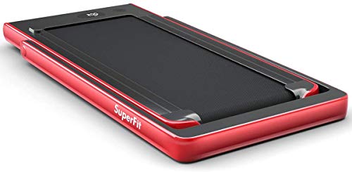 Byroce Adjustable Folding Treadmill, 2.25HP Speed Adjustable Under-Desk Electric Treadmill with Folding Handrails, Bluetooth Speaker, Remote Control and LED Display, Use Jogging Machine (Red)
