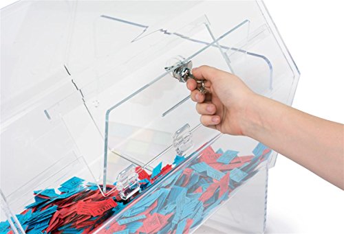 Displays2go Clear Acrylic Raffle Drum, Locking Door and Easy-Turn Lever - Large